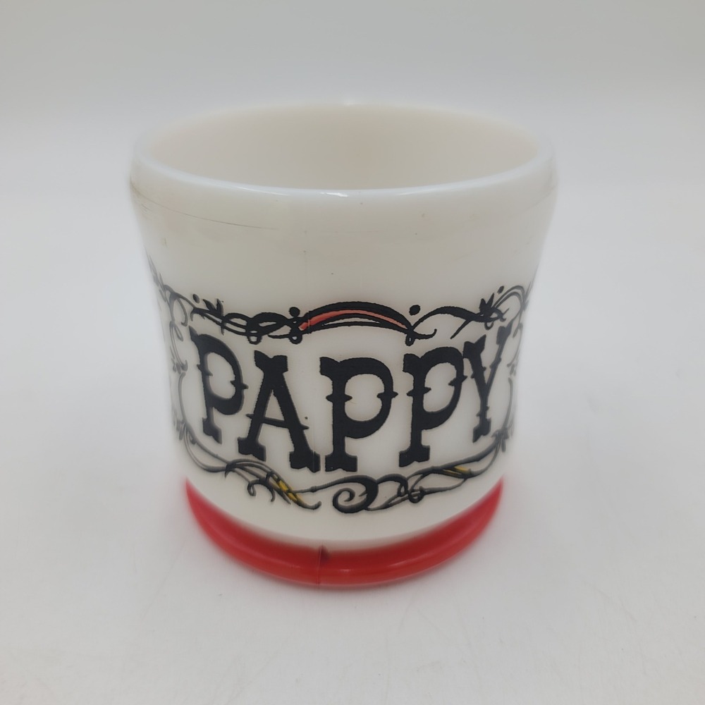 Vintage Hazel Atlas Milk Glass Pappy Barbershop Quartet Mug Shaving Mug Red Base